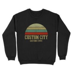 City Vintage Retro Sunset | Custom city Standard Crew Neck Sweatshirt