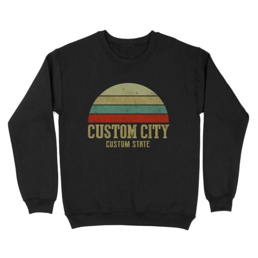 City Vintage Retro Sunset | Custom city Standard Crew Neck Sweatshirt