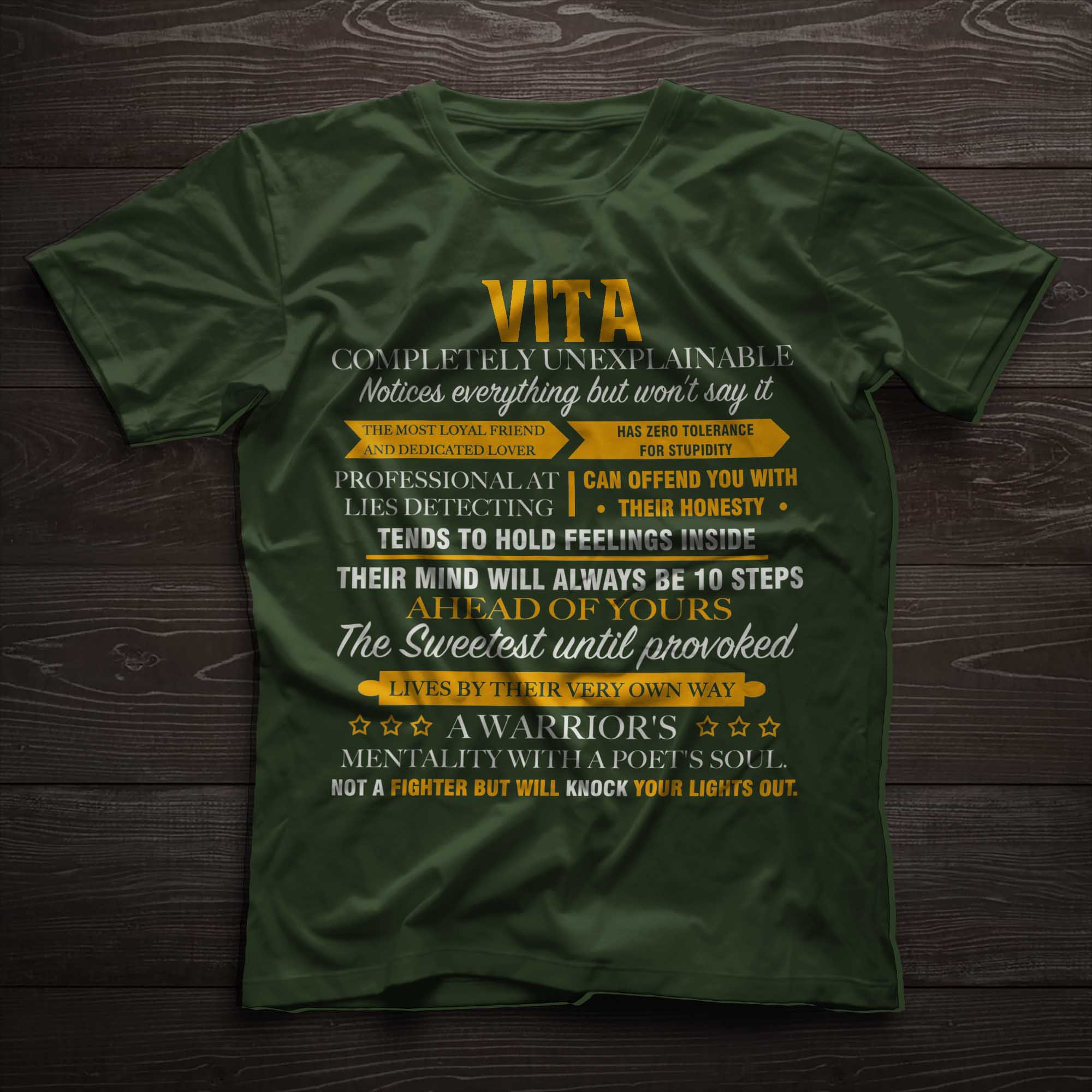 Green personalized name T-shirt with vintage shamrock design