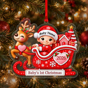 Baby's 1st Christmas Custom name Acrylic Ornament