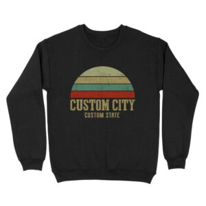 City Vintage Retro Sunset | Custom city Standard Crew Neck Sweatshirt