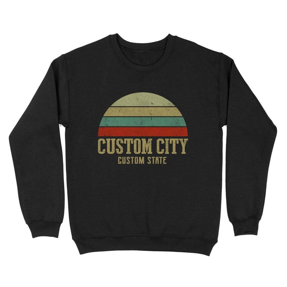 City Vintage Retro Sunset | Custom city Standard Crew Neck Sweatshirt