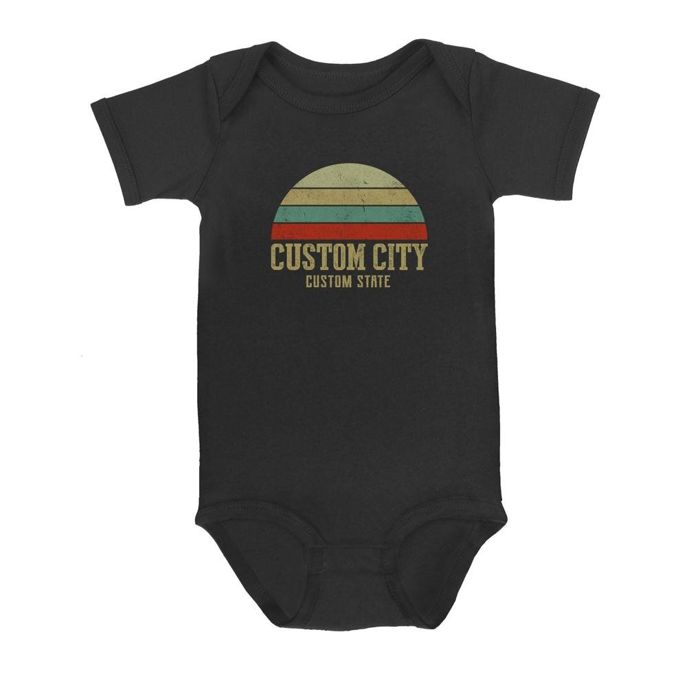 City Vintage Retro Sunset | Custom city Baby Onesie