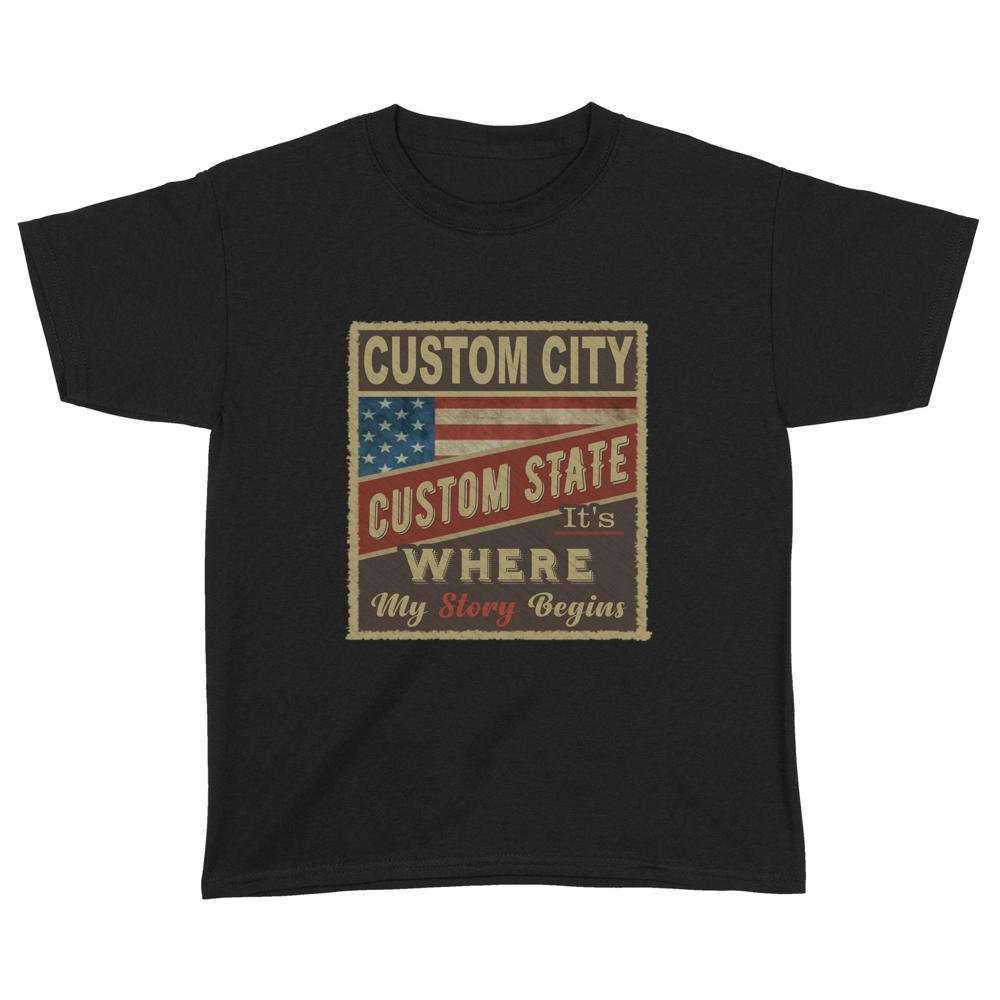 City Its where my story begins flag USA | Custom city Standard Youth T-Shirt
